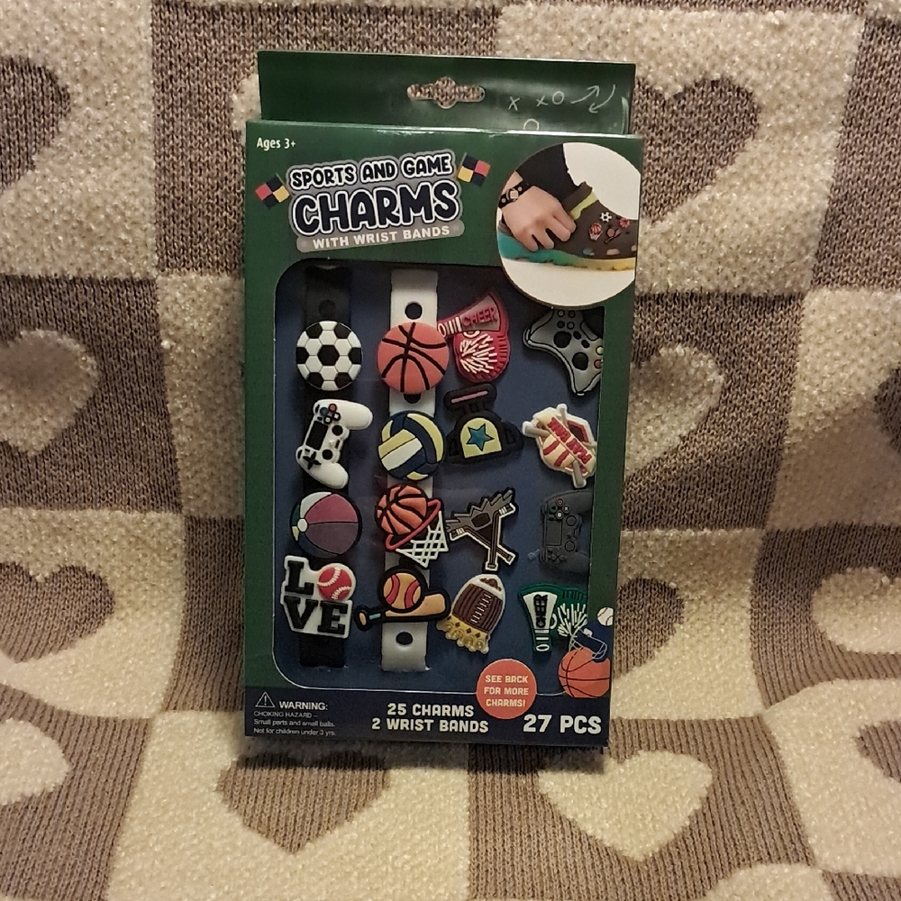 Kids Sports and Game Charms with Wrist Bands. (Charms For Crocs)